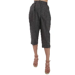 Wool Cropped Trouser Pleated Pant