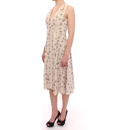 White Printed Shift V-neck Sheath Dress