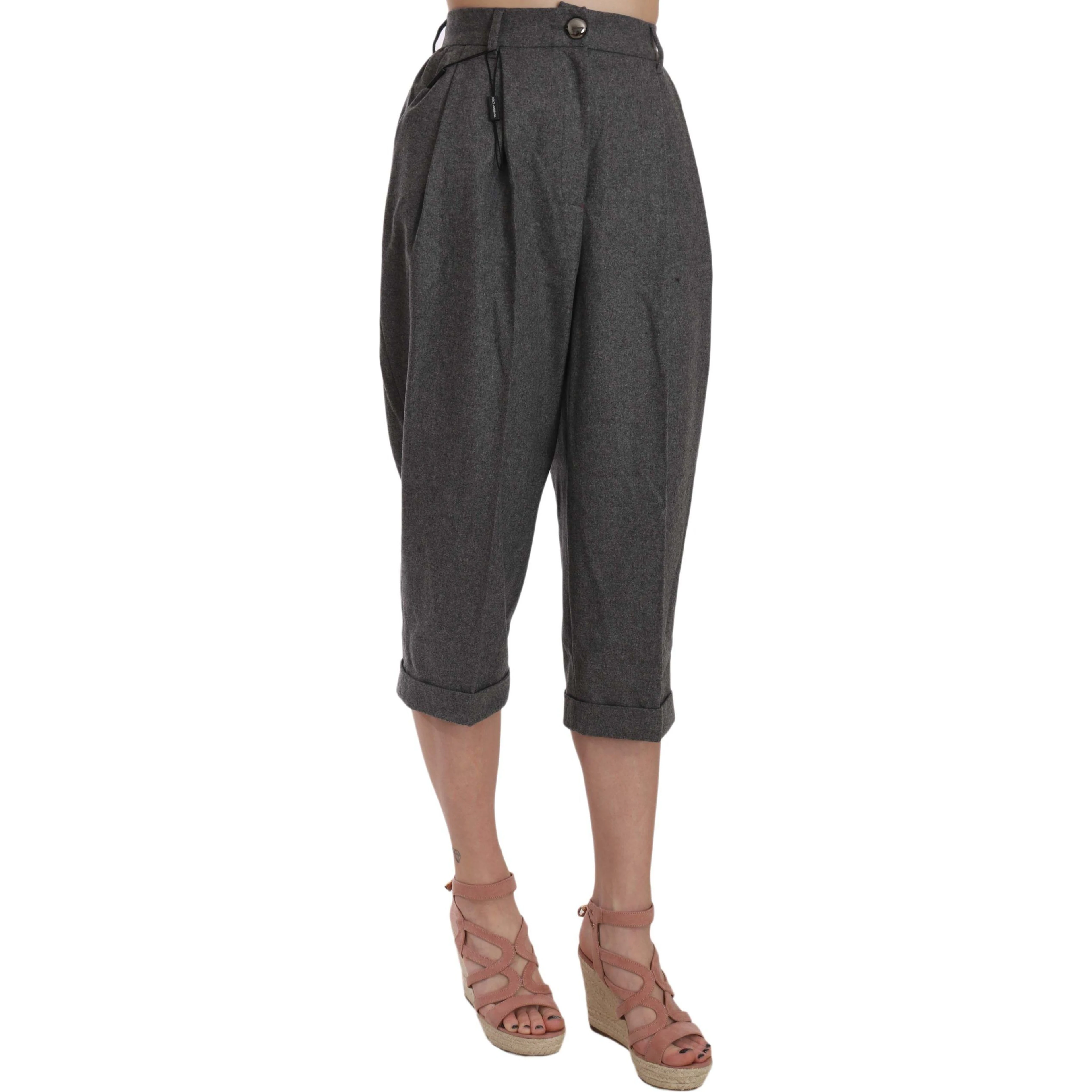 Wool Cropped Trouser Pleated Pant