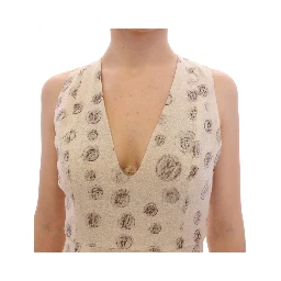 White Printed Shift V-neck Sheath Dress