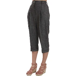 Wool Cropped Trouser Pleated Pant