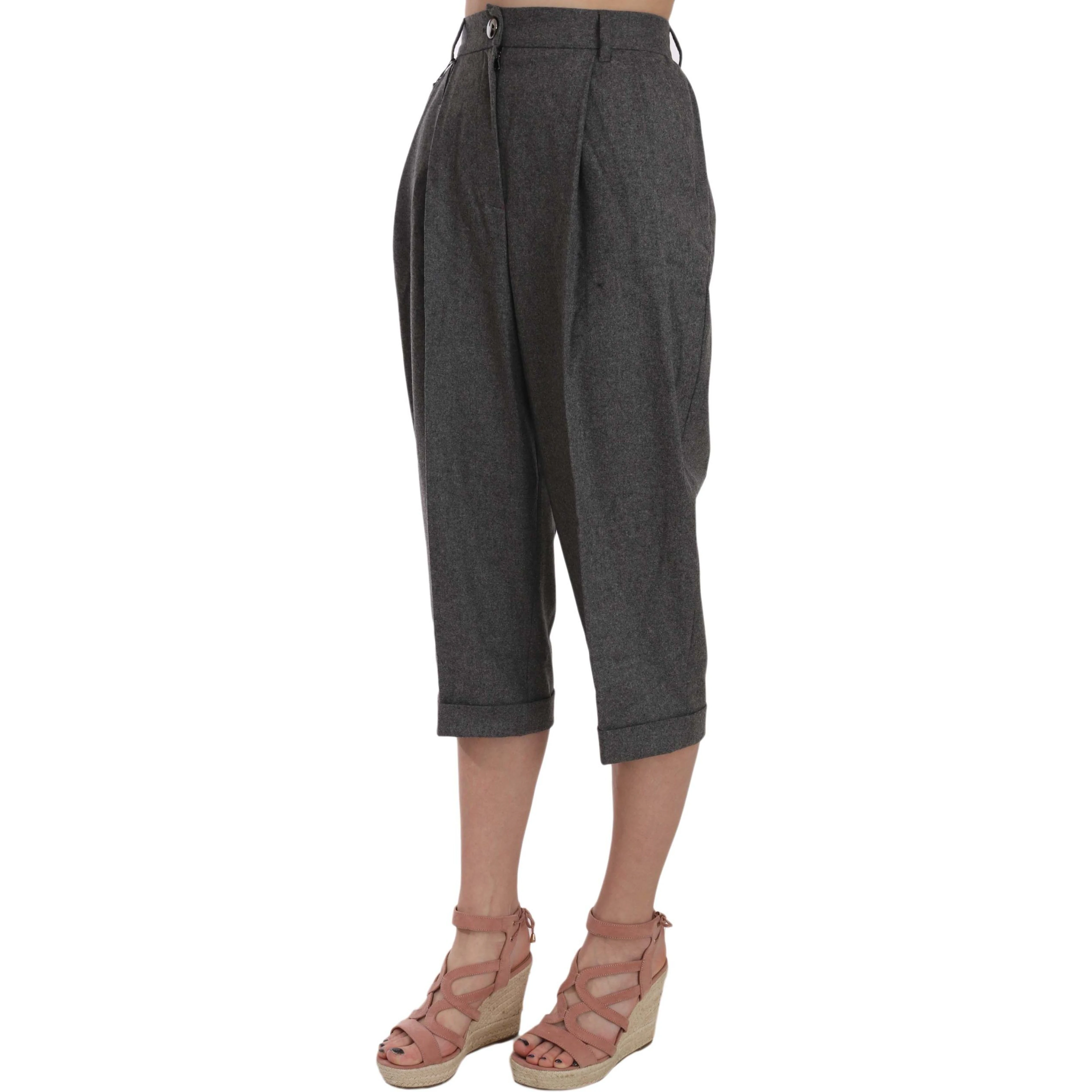 Wool Cropped Trouser Pleated Pant