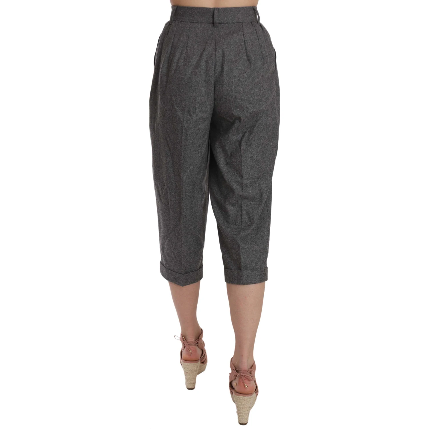 Wool Cropped Trouser Pleated Pant