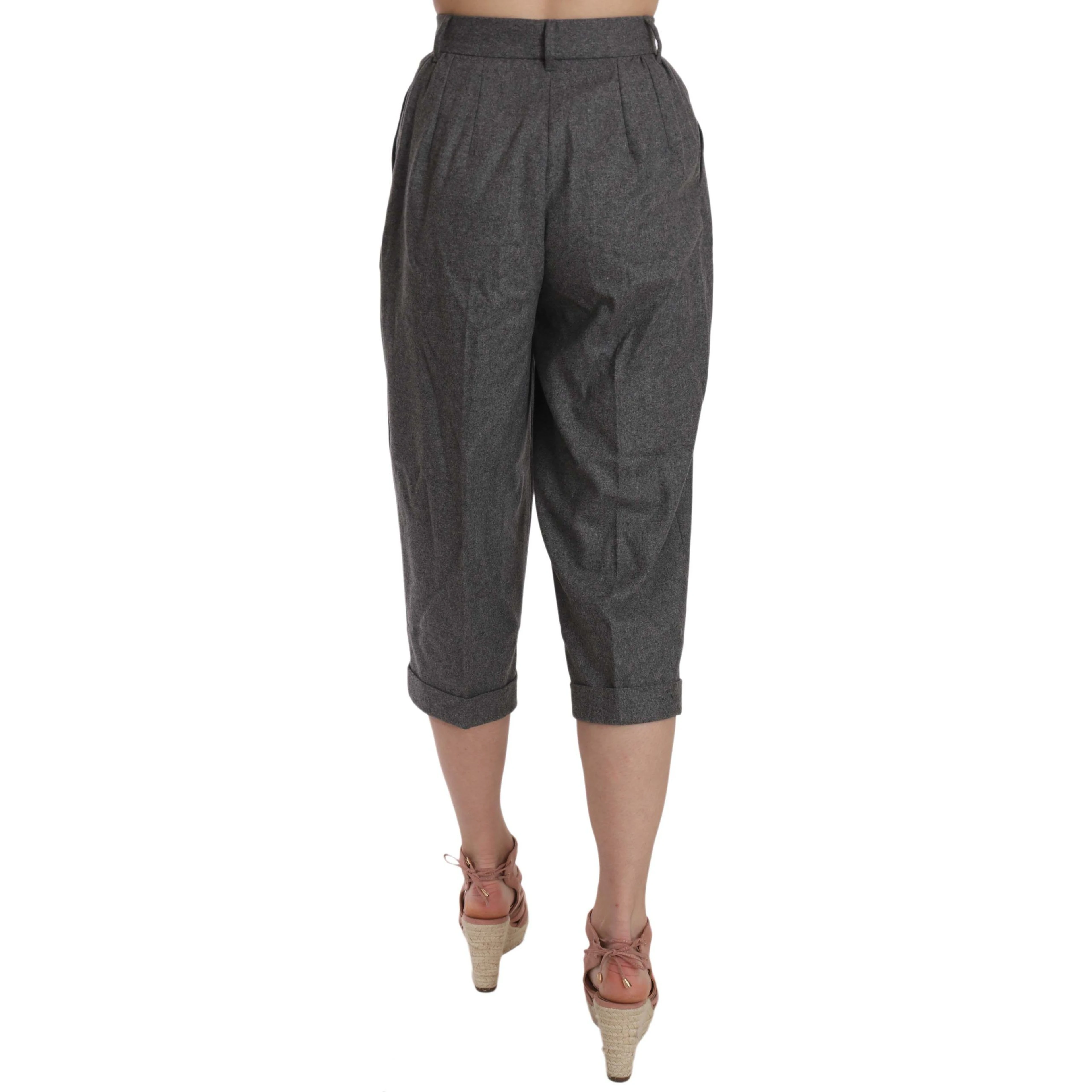 Wool Cropped Trouser Pleated Pant