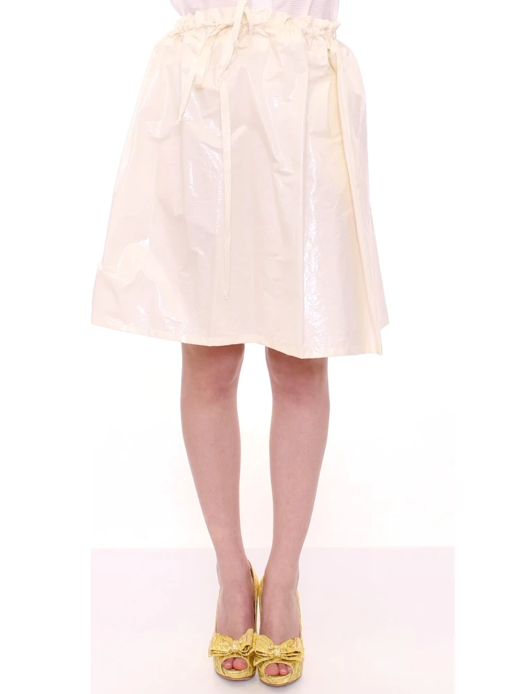 White Above-Knee Stretch Waist Strap Skirt