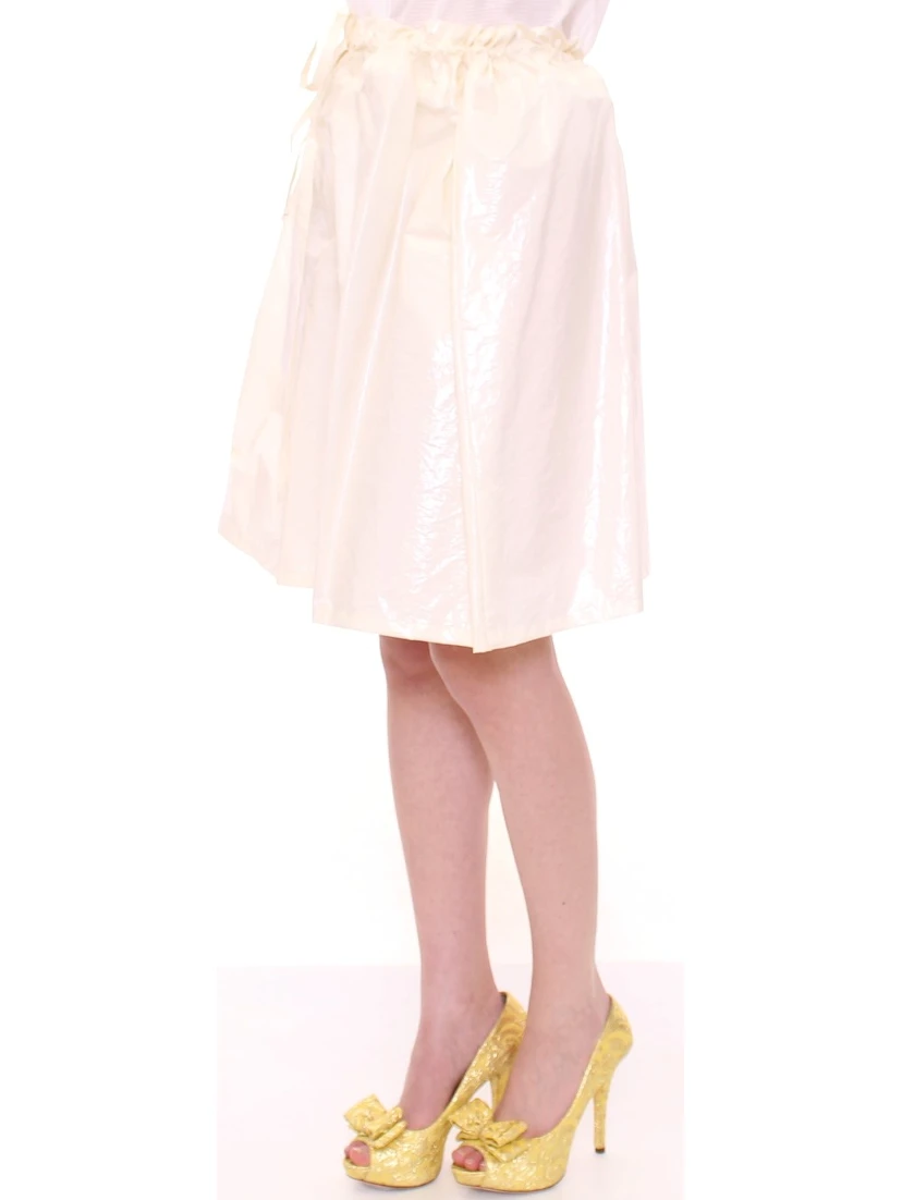 White Above-Knee Stretch Waist Strap Skirt