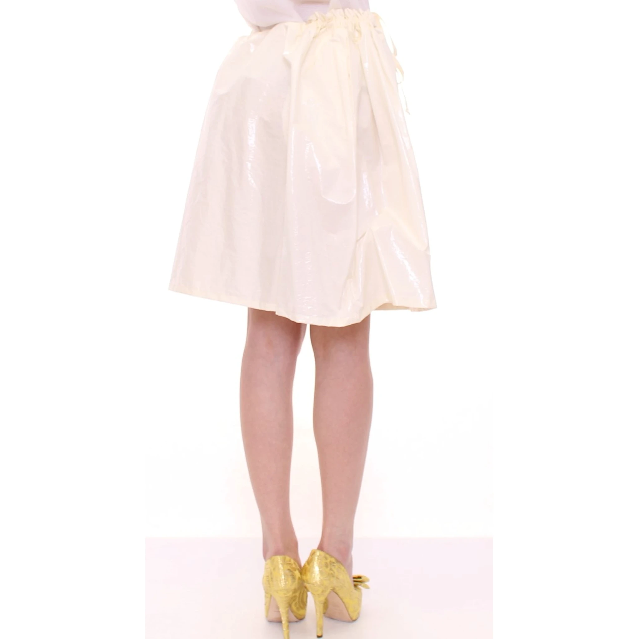 White Above-Knee Stretch Waist Strap Skirt