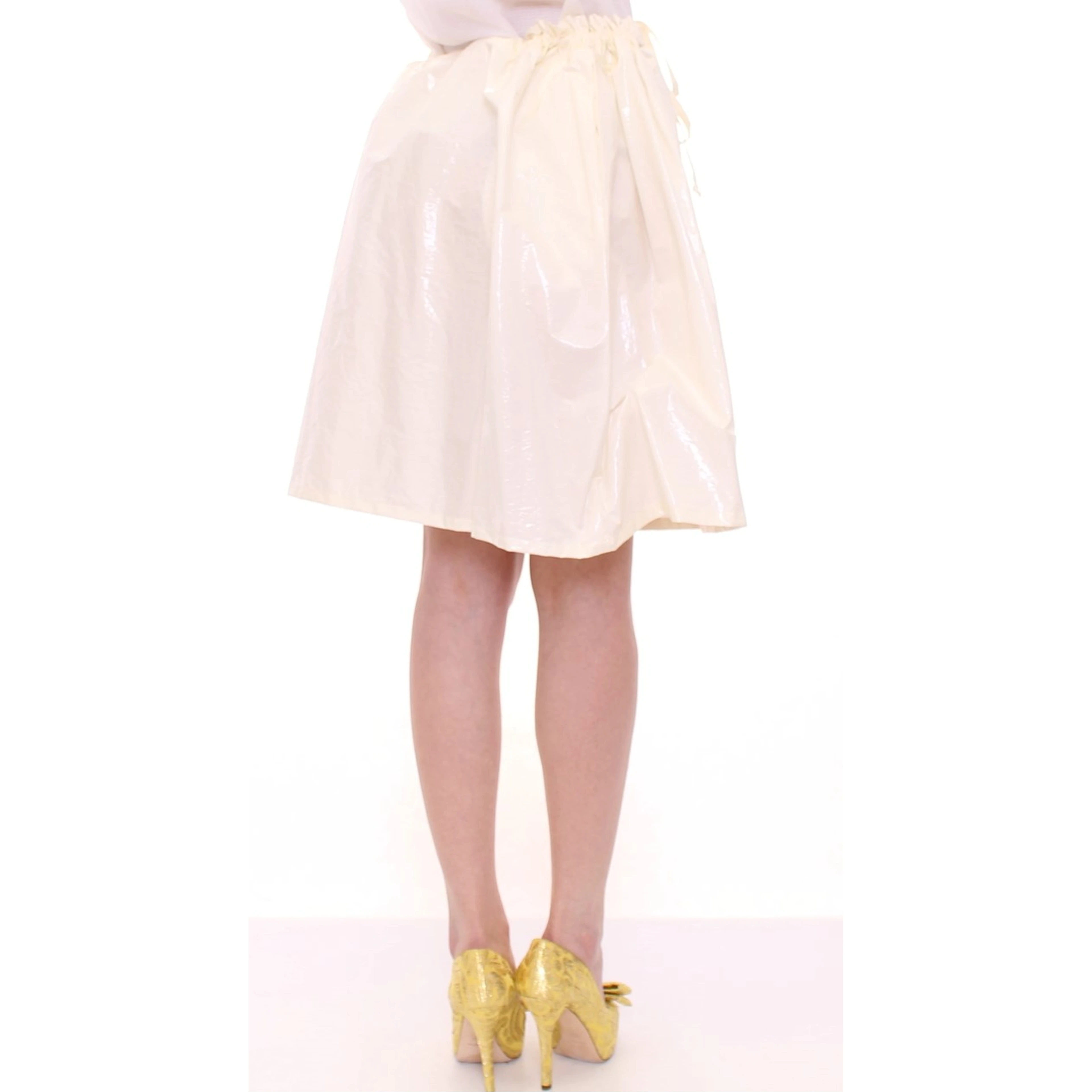 White Above-Knee Stretch Waist Strap Skirt