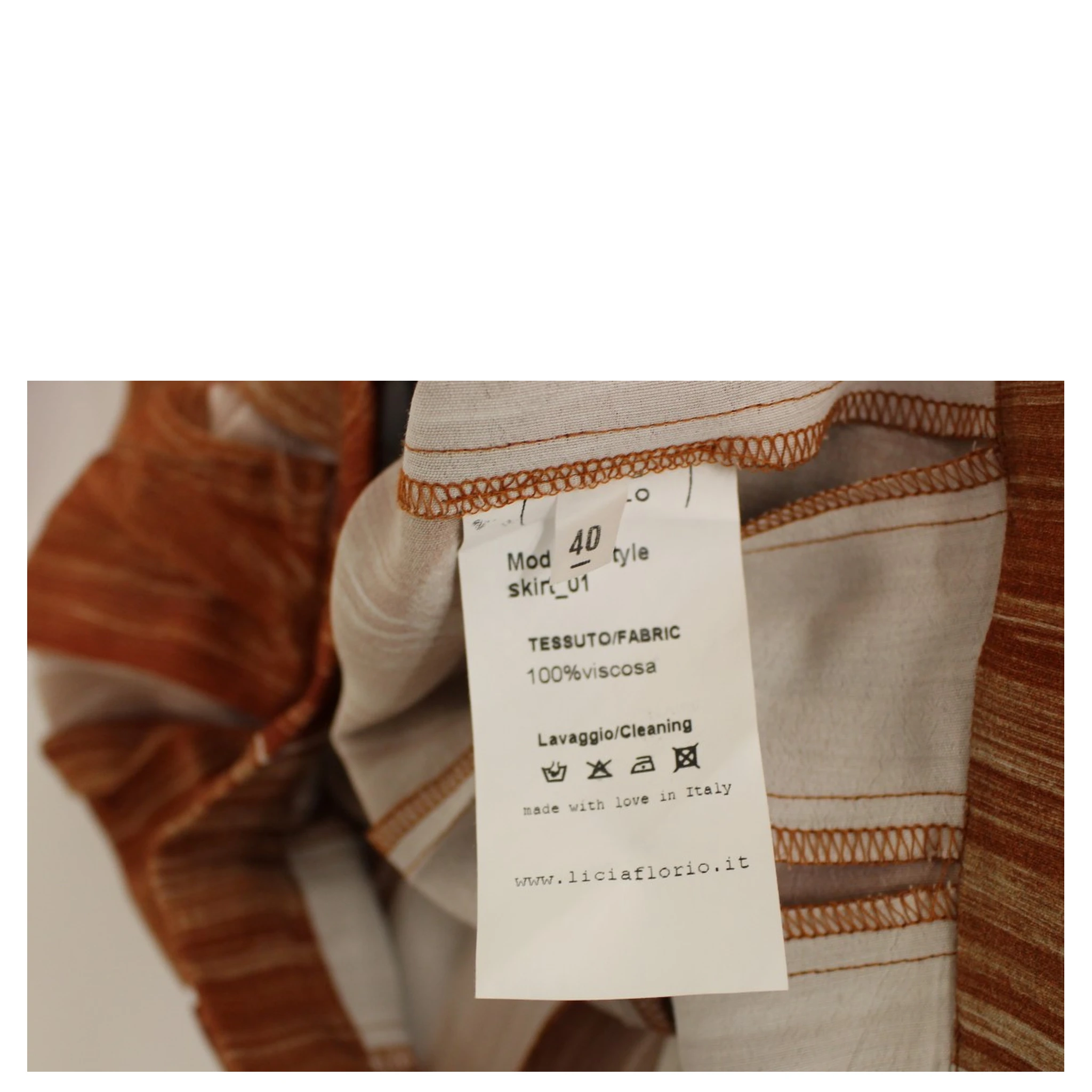 Brown Orange Below Knee Full Skirt