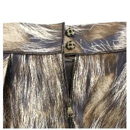 Brown Floral Silk Straight Full Skirt