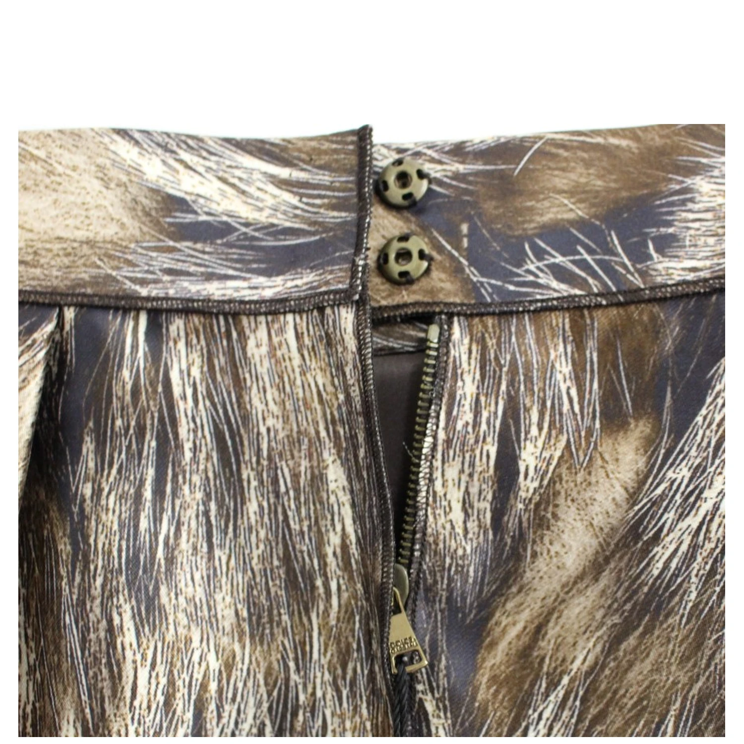 Brown Floral Silk Straight Full Skirt
