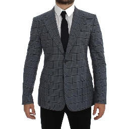 Blue Checkered Slim Fit Blazer Jacket