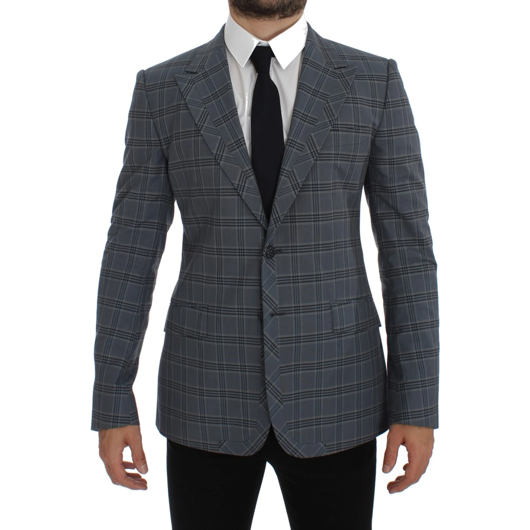 Blue Checkered Slim Fit Blazer Jacket