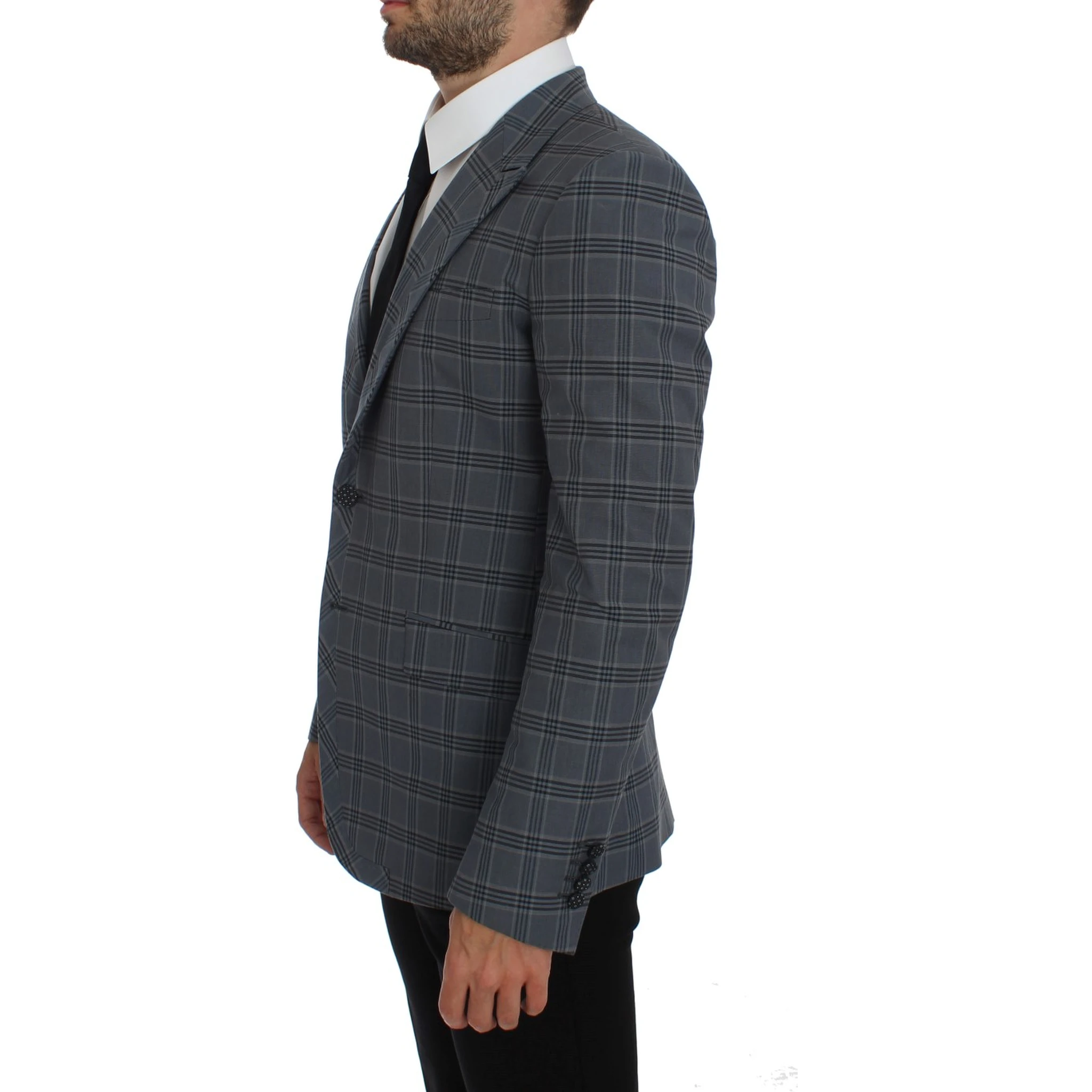 Blue Checkered Slim Fit Blazer Jacket