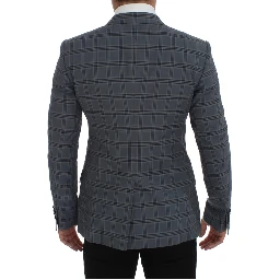 Blue Checkered Slim Fit Blazer Jacket
