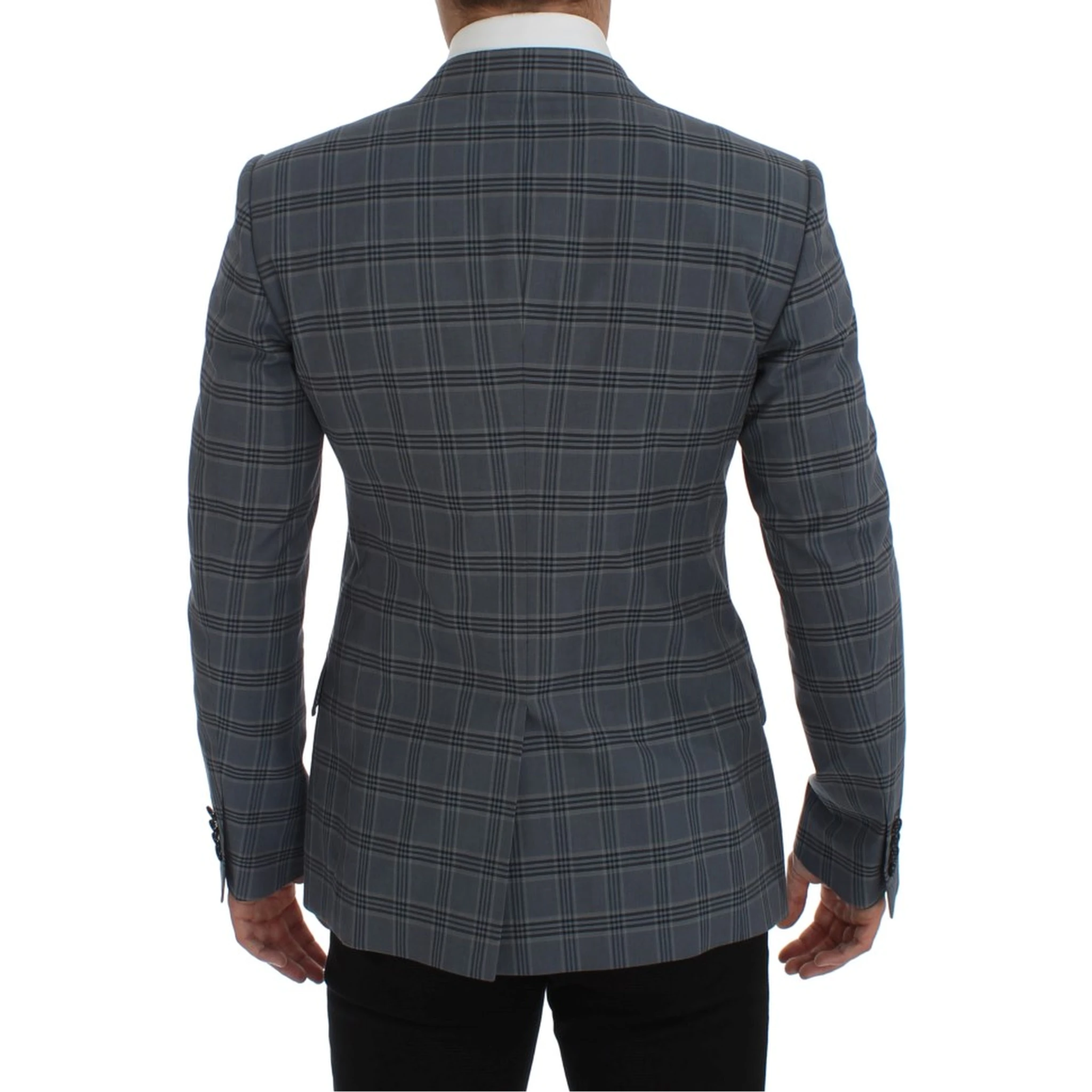Blue Checkered Slim Fit Blazer Jacket