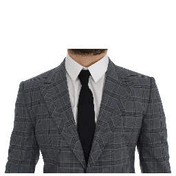 Blue Checkered Slim Fit Blazer Jacket