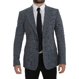 Blue Checkered Slim Fit Blazer Jacket