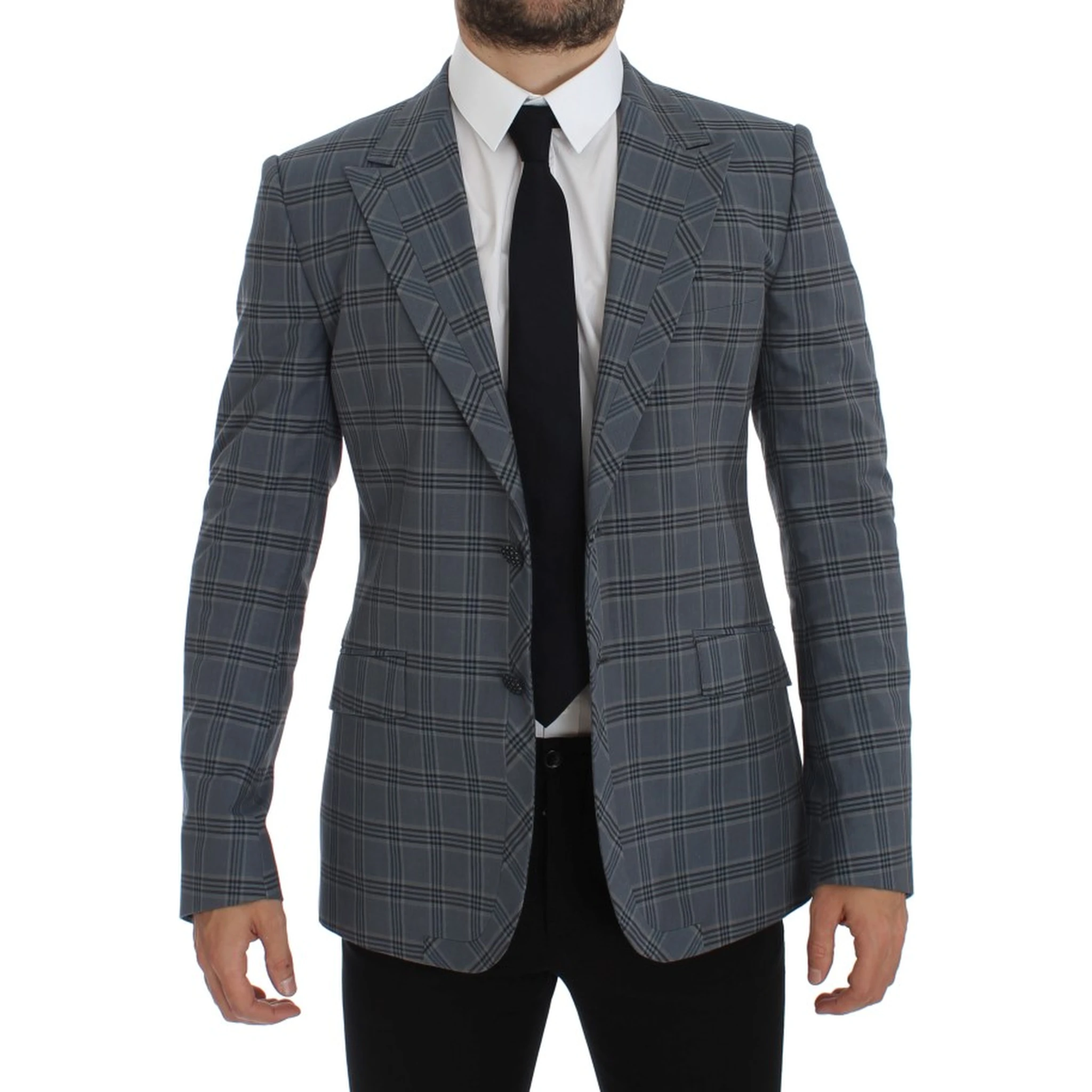 Blue Checkered Slim Fit Blazer Jacket
