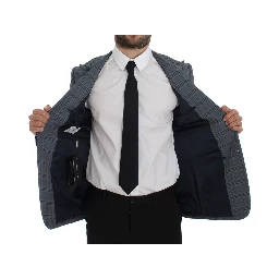 Blue Checkered Slim Fit Blazer Jacket