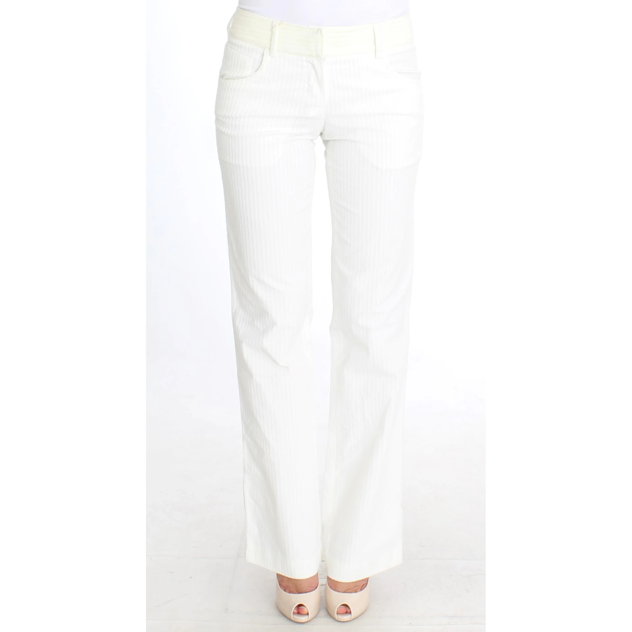 White Striped Straight Fit Pants
