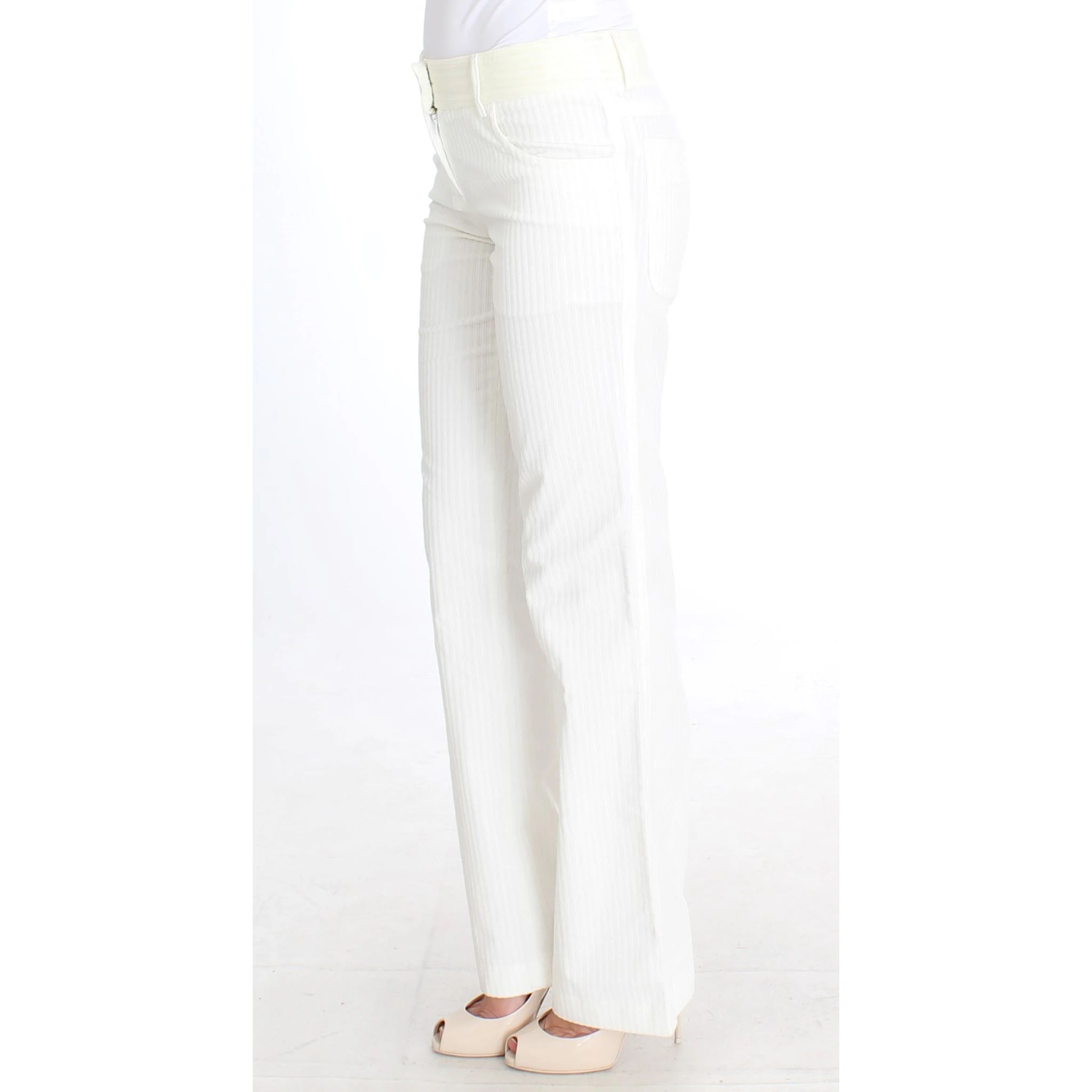 White Striped Straight Fit Pants