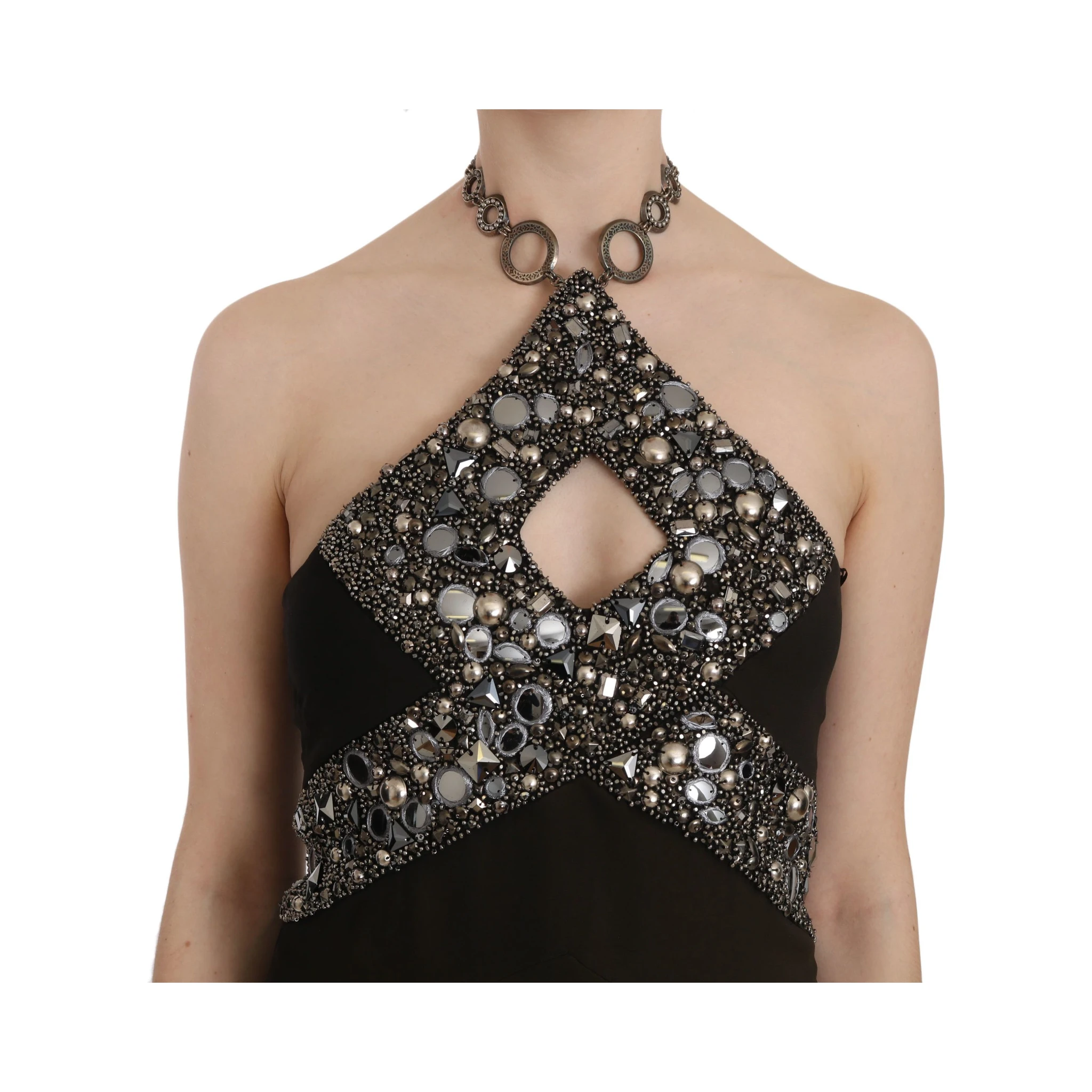 Black Sequined Stretch Mini Shift Dress