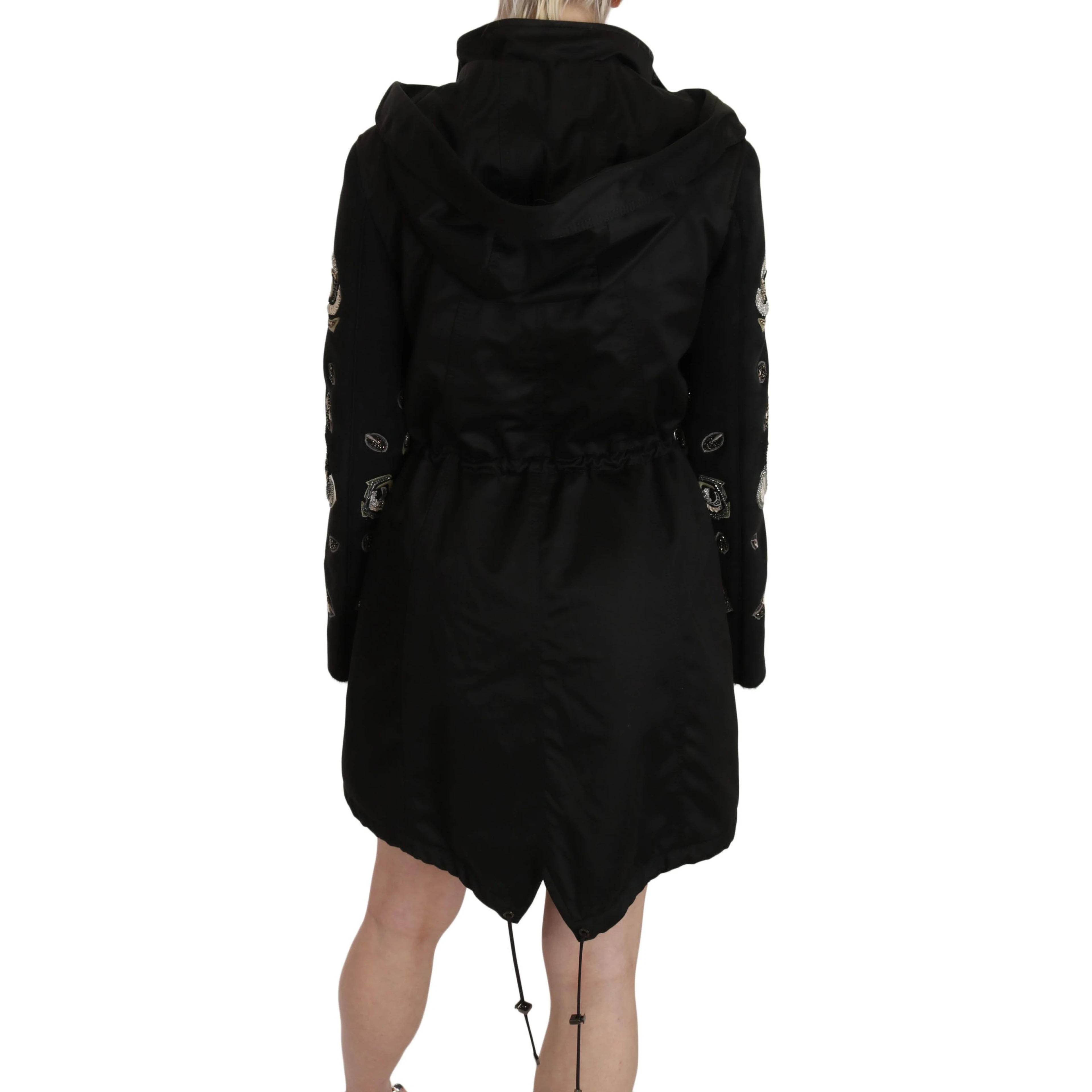 Floral Sequined Beaded Hooded Jacket Coat
