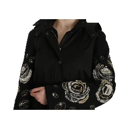 Floral Sequined Beaded Hooded Jacket Coat