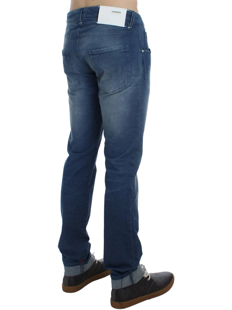 Blue Wash Denim Cotton Stretch Slim Fit Jeans