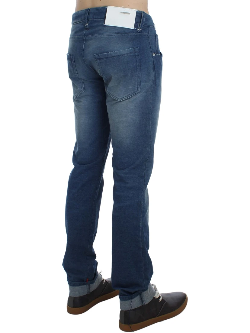 Blue Wash Denim Cotton Stretch Slim Fit Jeans