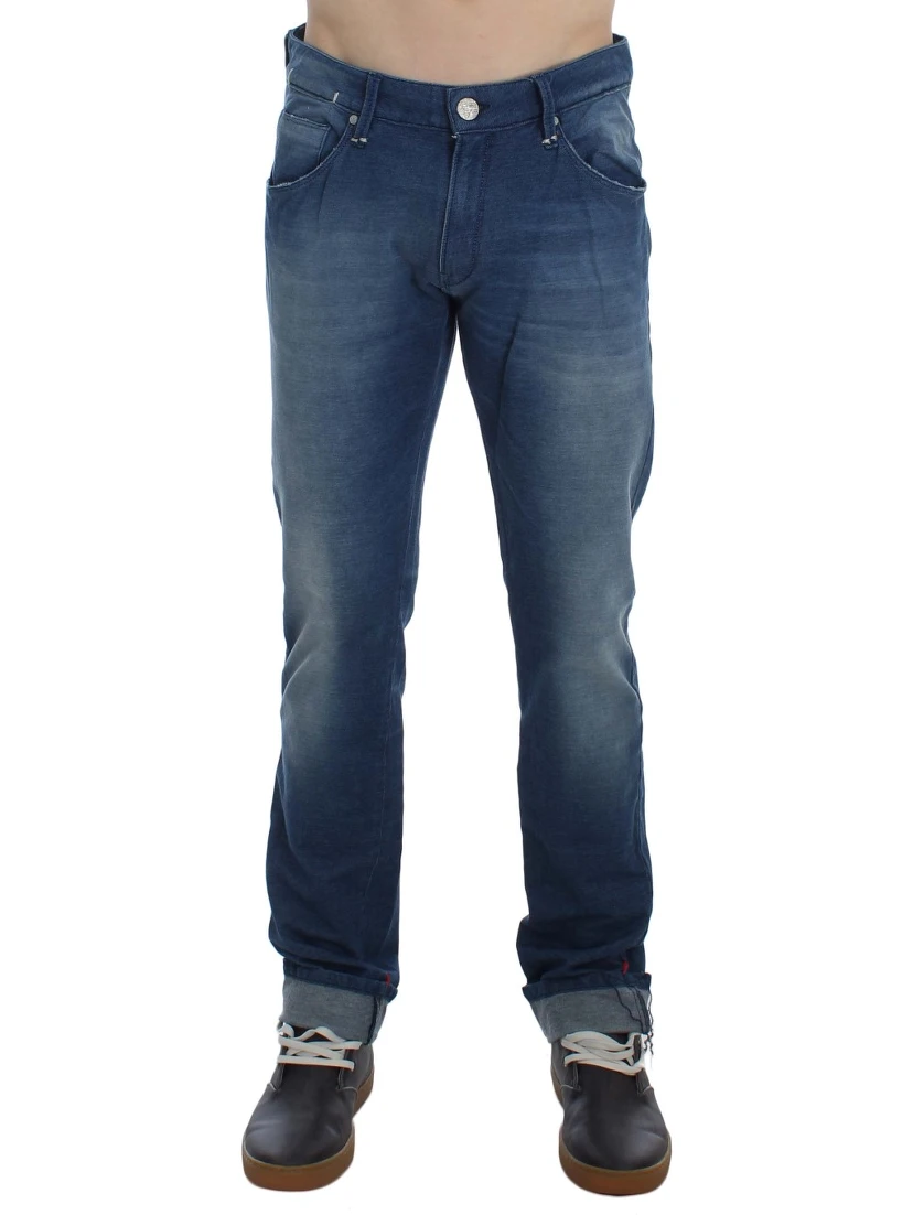 Blue Wash Denim Cotton Stretch Slim Fit Jeans