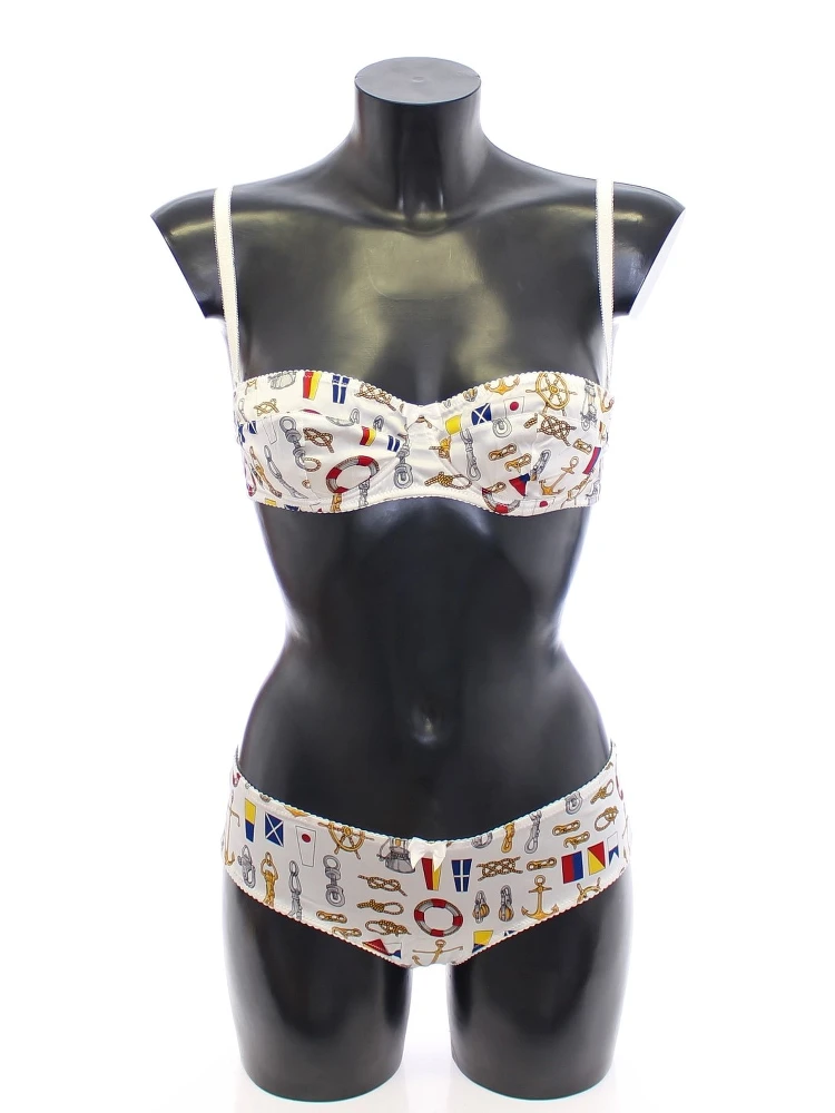 White Sailor Bra Panty Stretch Underwear