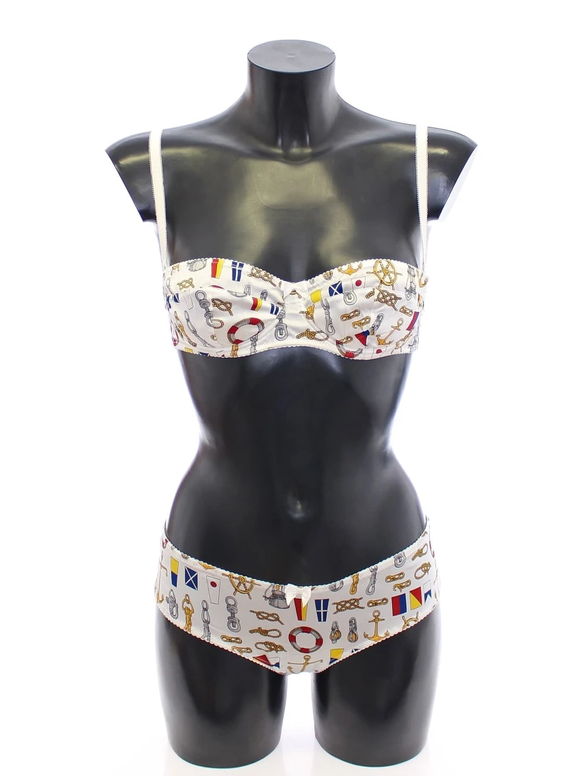 White Sailor Bra Panty Stretch Underwear