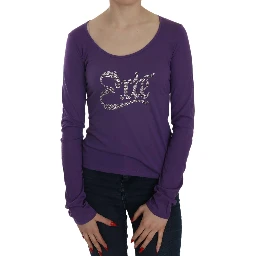 Purple Crystal Embellished Long Sleeve Casual Top