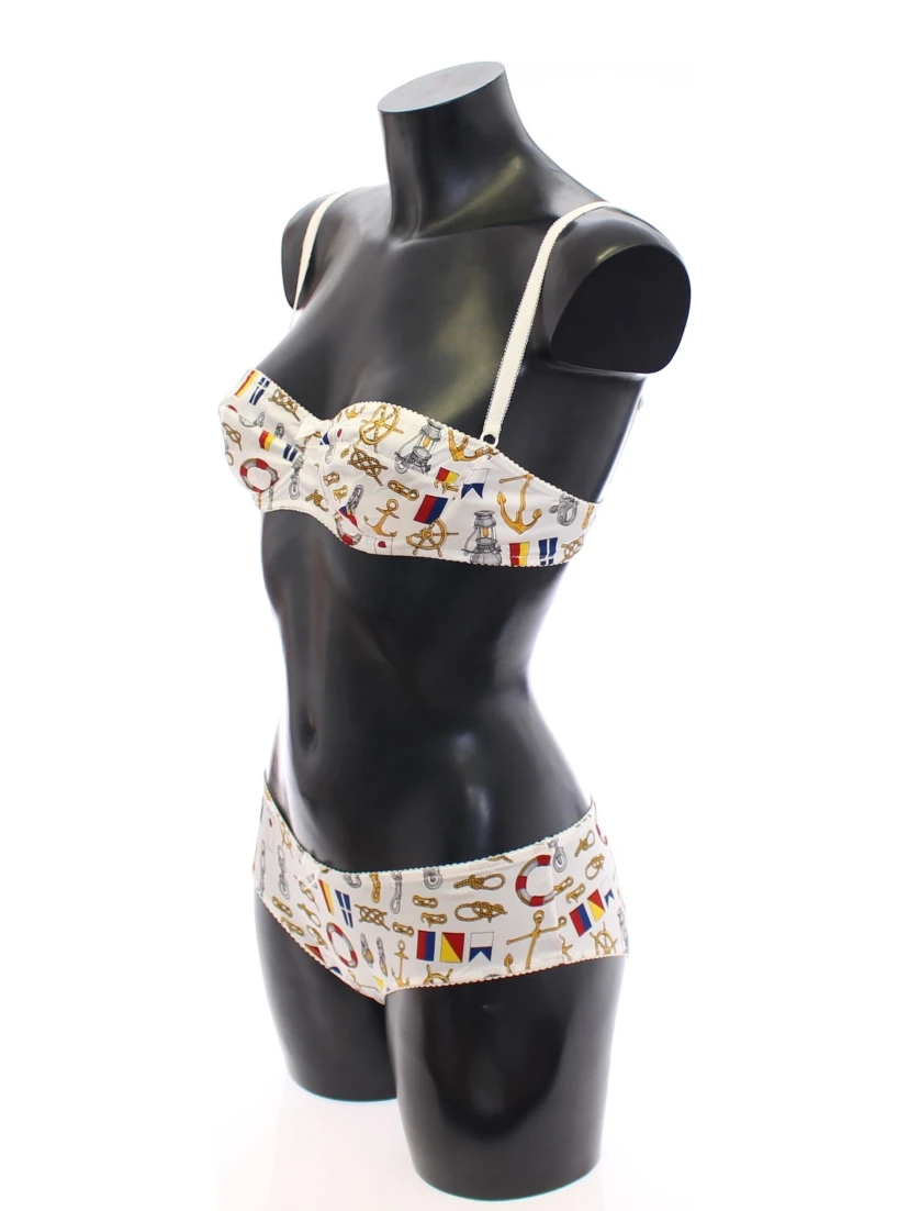 White Sailor Bra Panty Stretch Underwear