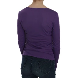 Purple Crystal Embellished Long Sleeve Casual Top