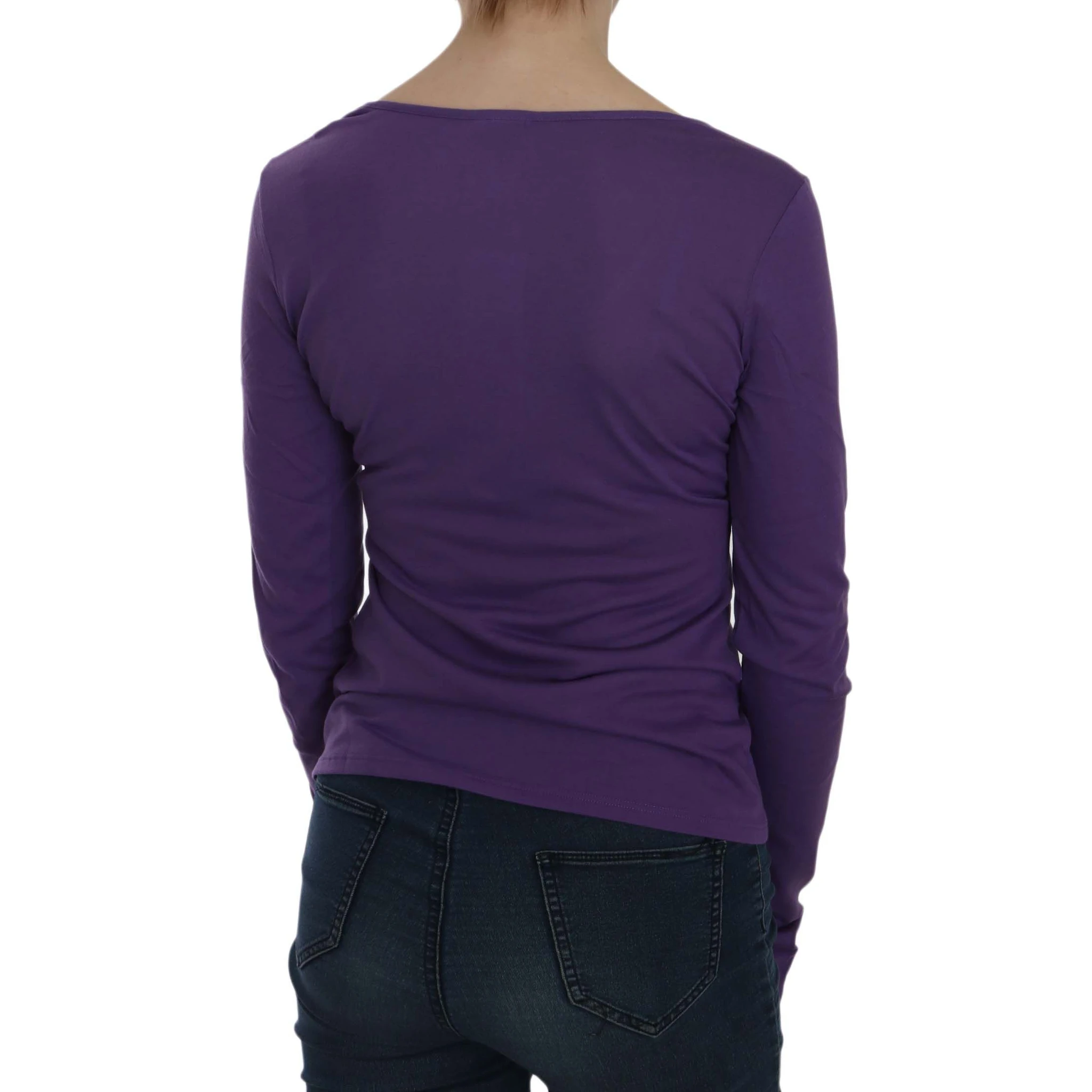Purple Crystal Embellished Long Sleeve Casual Top