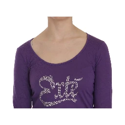 Purple Crystal Embellished Long Sleeve Casual Top