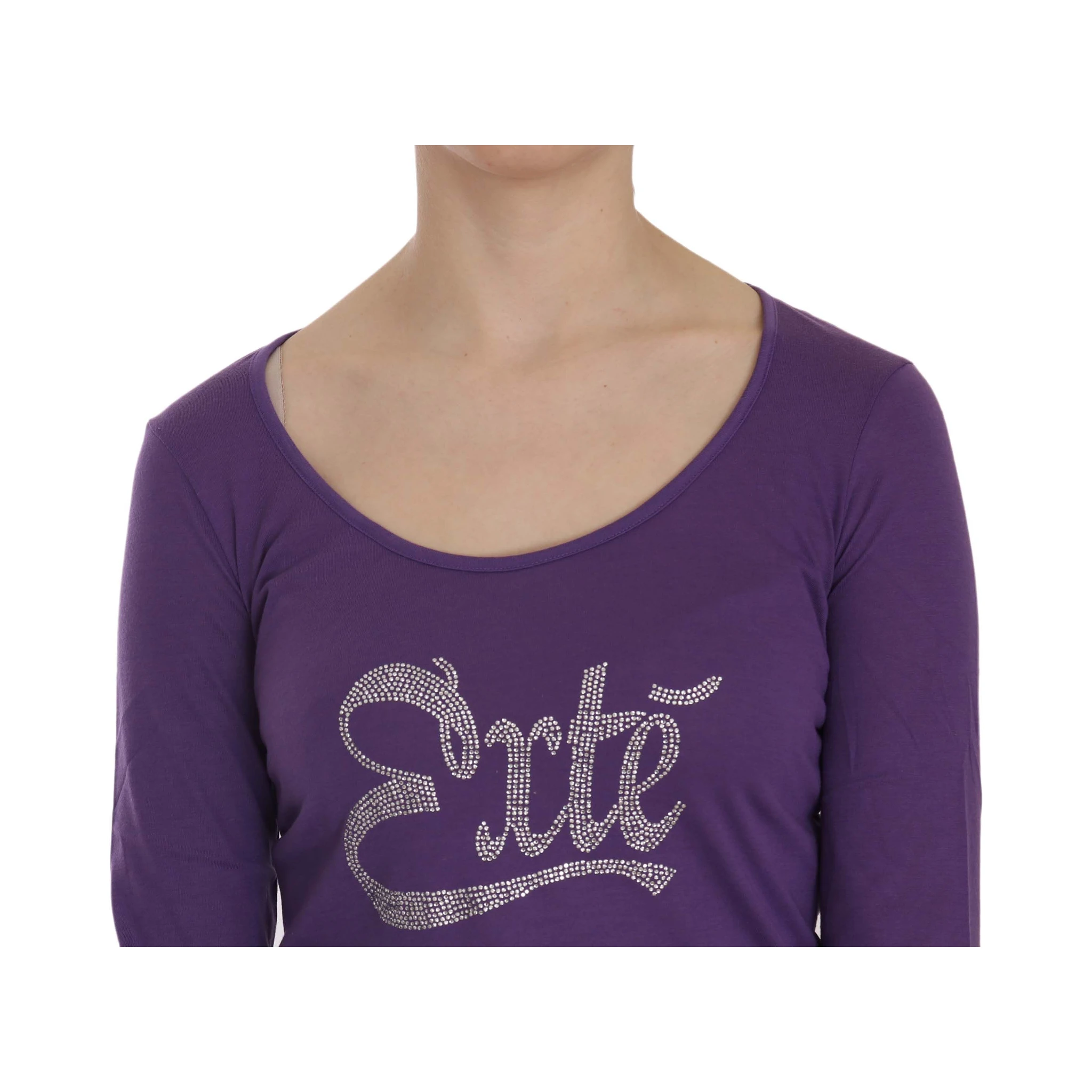 Purple Crystal Embellished Long Sleeve Casual Top