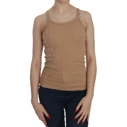 Beige Sleeveless Spaghetti Strap Tank Blouse