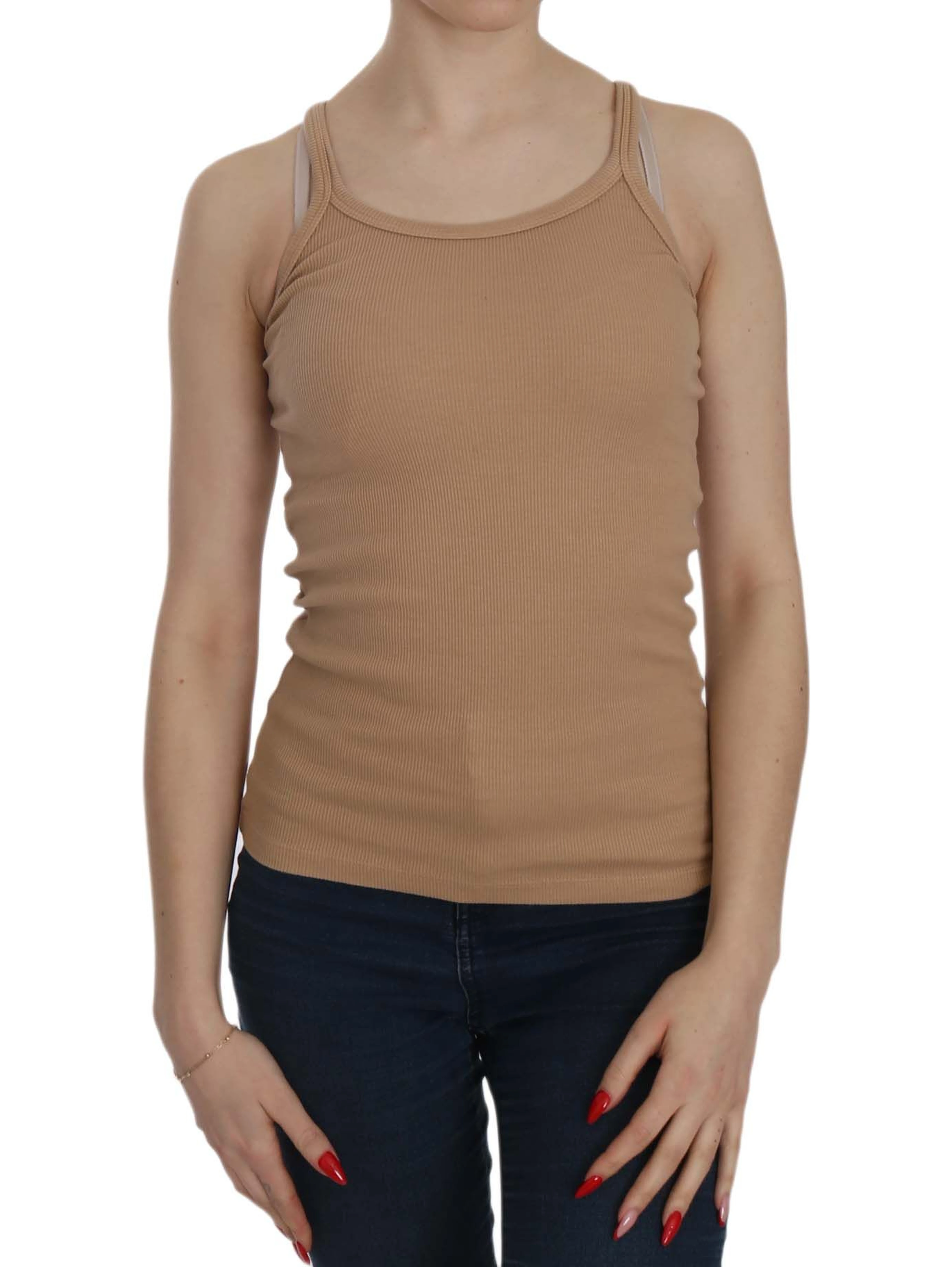 Beige Sleeveless Spaghetti Strap Tank Blouse