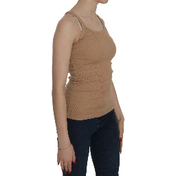 Beige Sleeveless Spaghetti Strap Tank Blouse