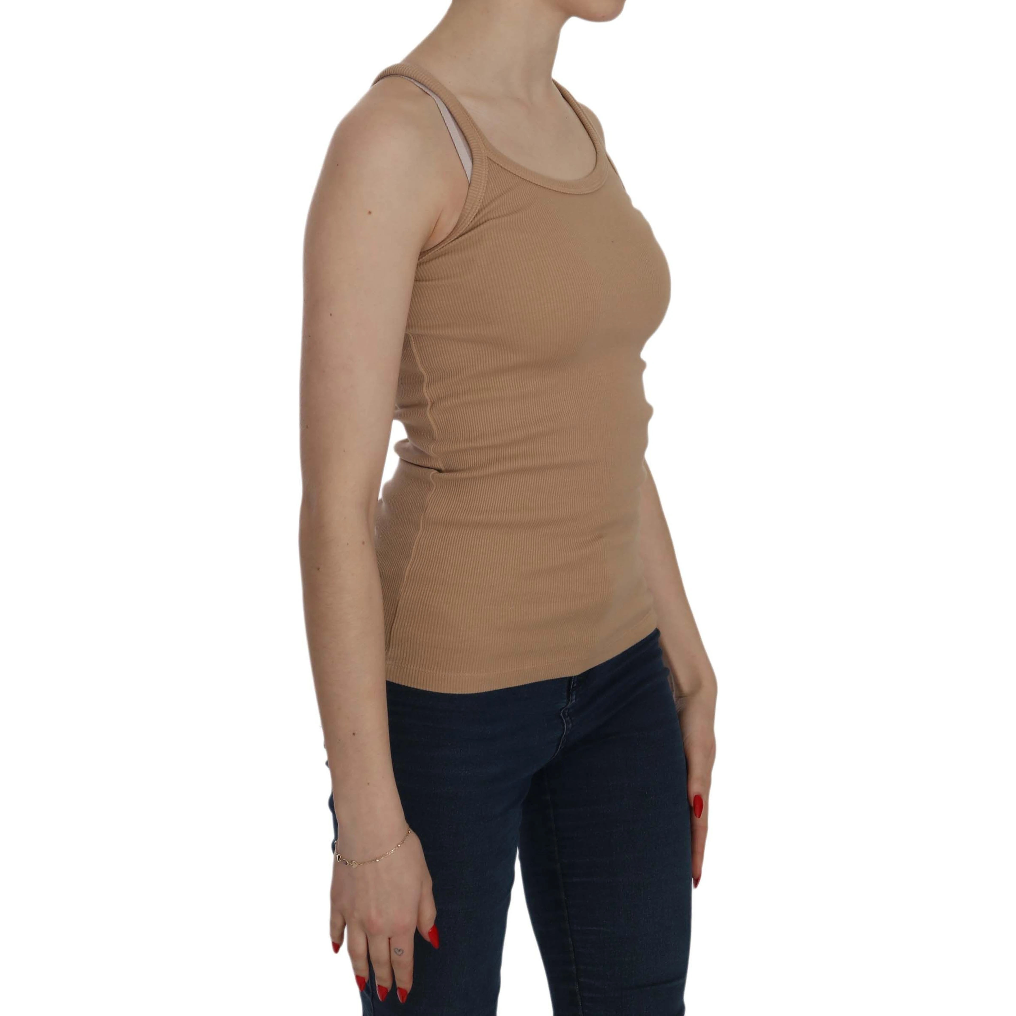 Beige Sleeveless Spaghetti Strap Tank Blouse