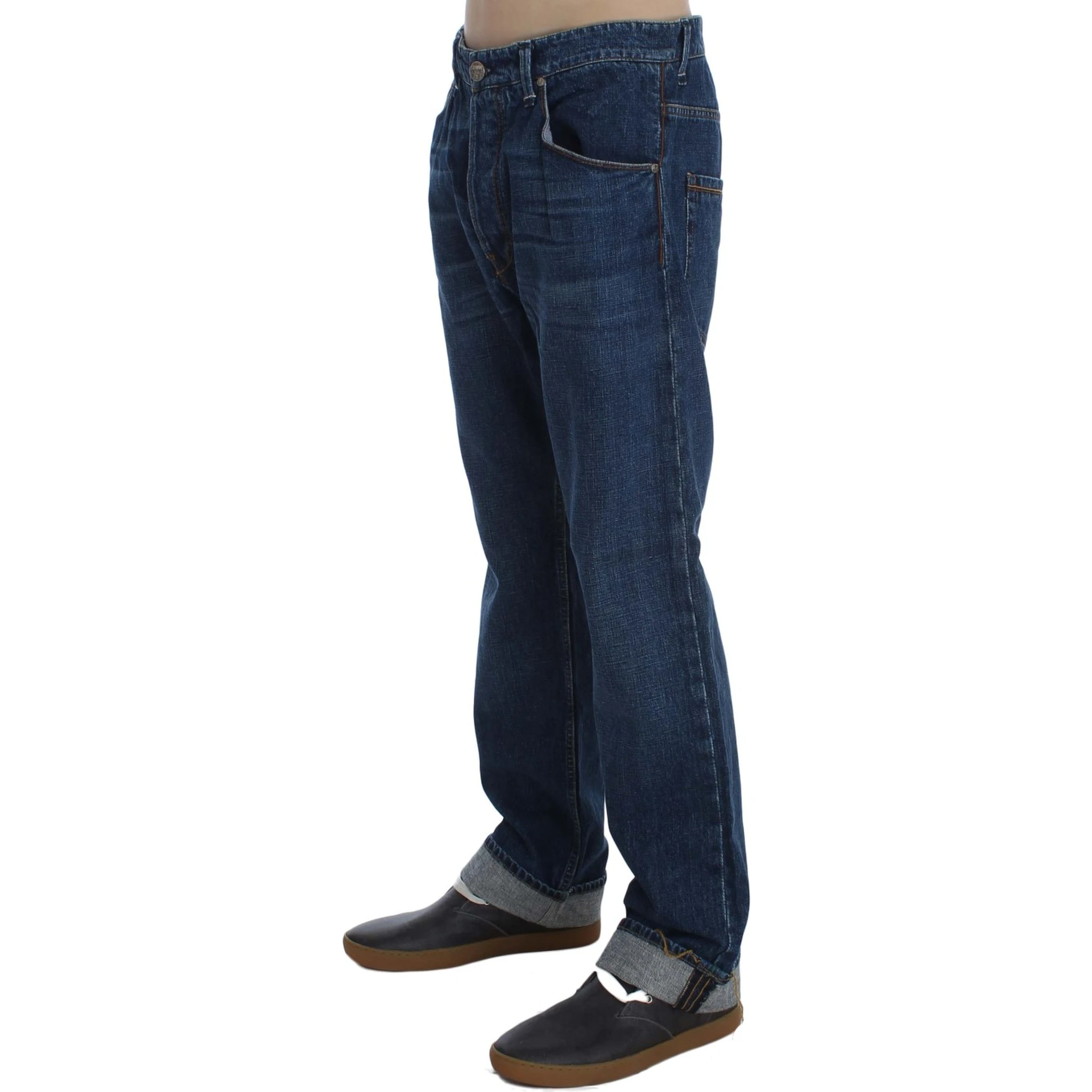 Blue Wash Cotton Baggy Loose Fit Jeans