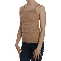 Beige Sleeveless Spaghetti Strap Tank Blouse