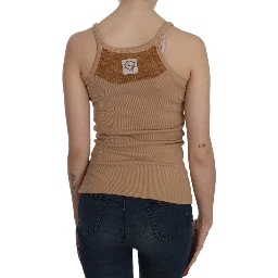 Beige Sleeveless Spaghetti Strap Tank Blouse