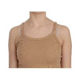 Beige Sleeveless Spaghetti Strap Tank Blouse