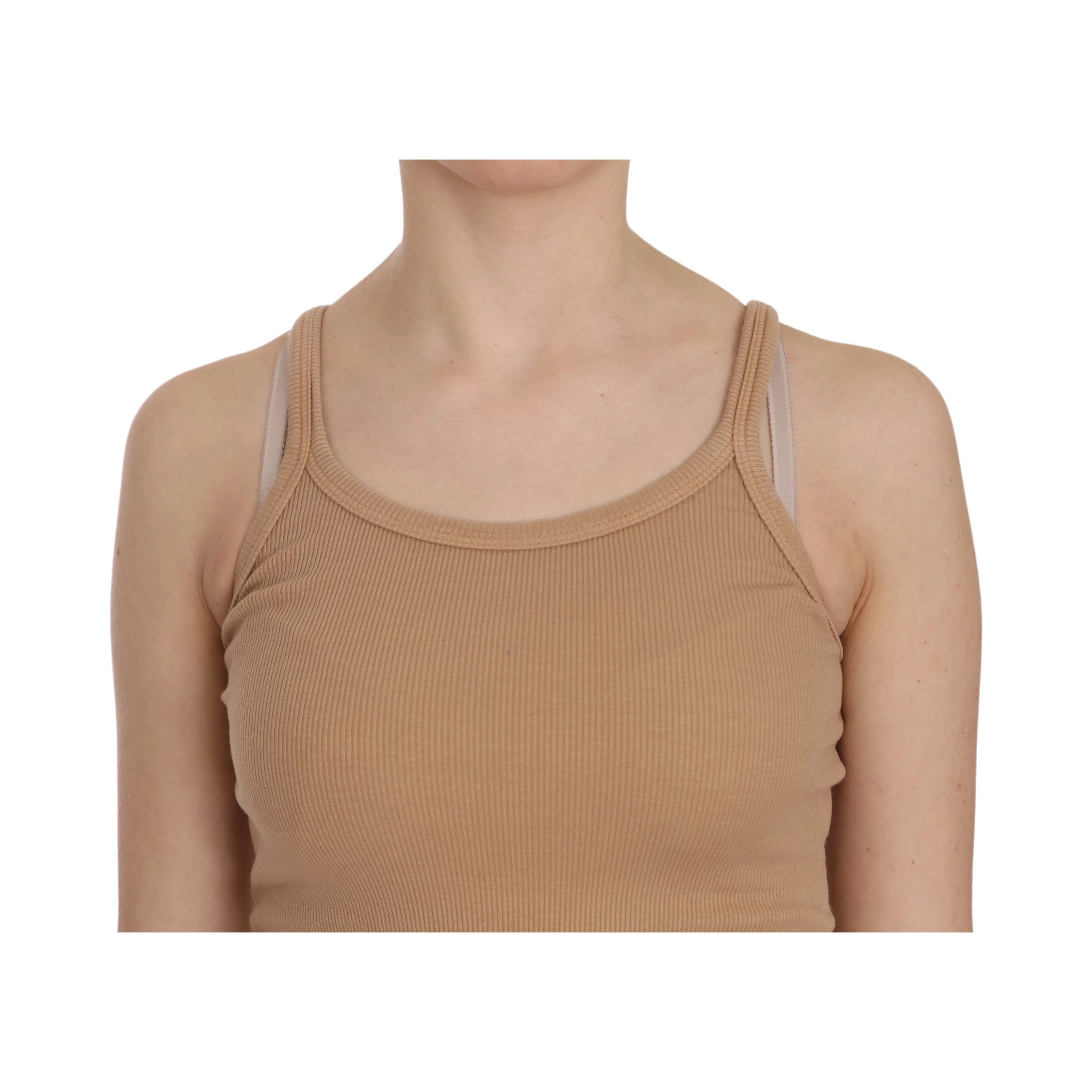 Beige Sleeveless Spaghetti Strap Tank Blouse