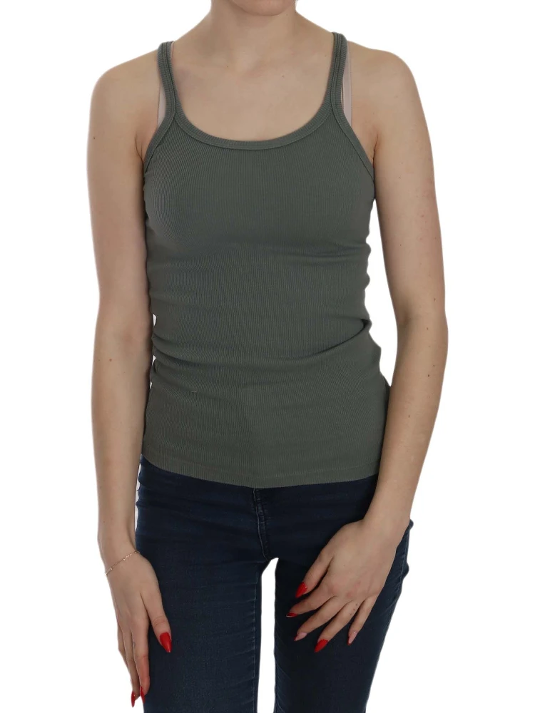 Green Sleeveless Spaghetti Tank T-Shirt Blouse